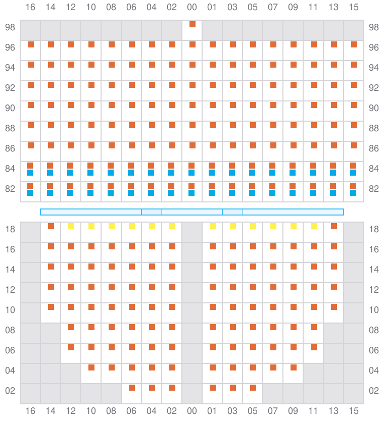 Bay 023 view and slots of CORNELIA MAERSK