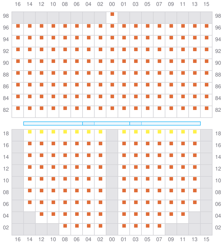 Bay 027 view and slots of CORNELIA MAERSK
