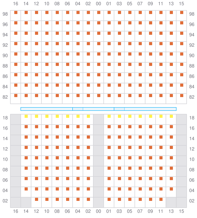 Bay 035 view and slots of CORNELIA MAERSK
