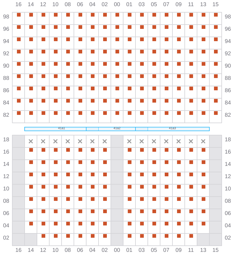 Bay 043 view and slots of CORNELIA MAERSK
