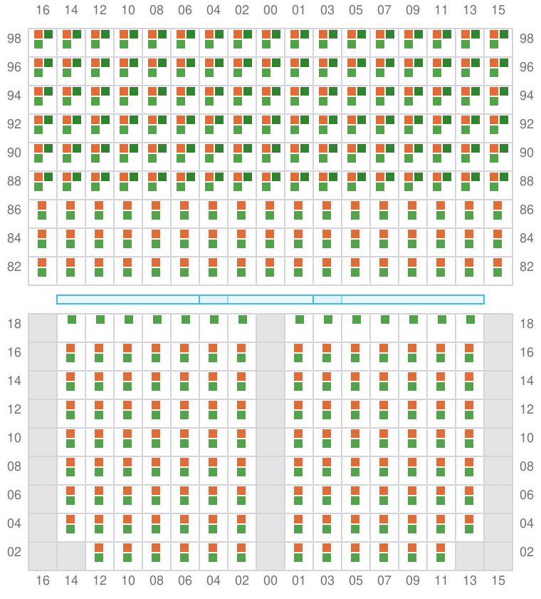 Bay 049 view and slots of CORNELIA MAERSK