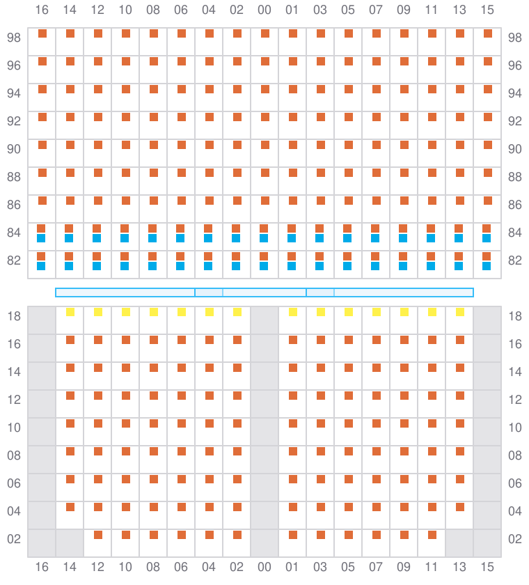 Bay 051 view and slots of CORNELIA MAERSK