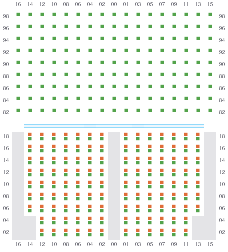 Bay 057 view and slots of CORNELIA MAERSK