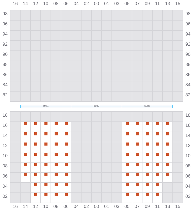 Bay 059 view and slots of CORNELIA MAERSK
