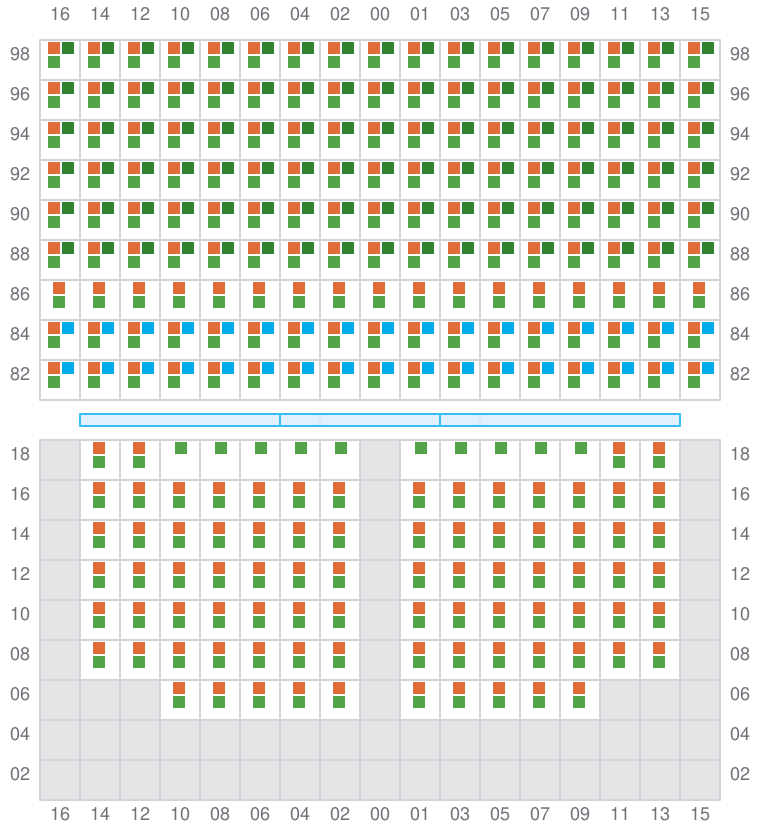 Bay 065 view and slots of CORNELIA MAERSK