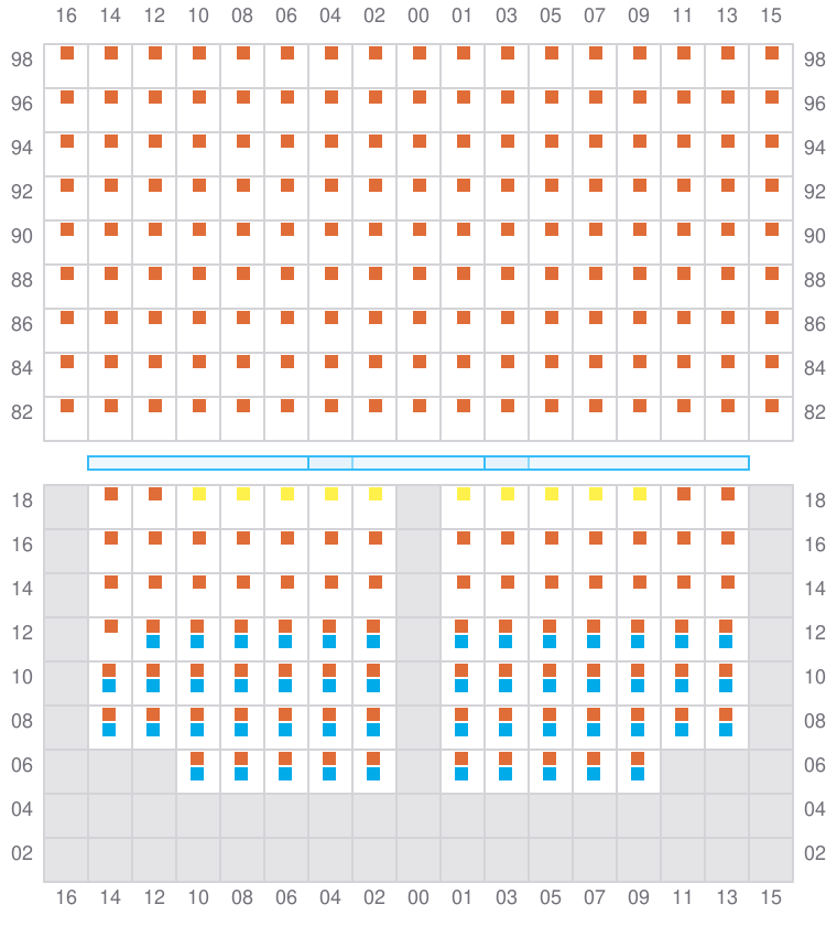 Bay 067 view and slots of CORNELIA MAERSK