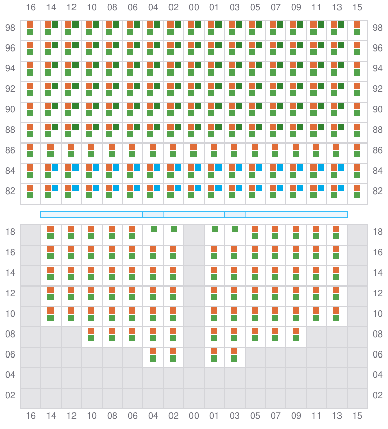 Bay 069 view and slots of CORNELIA MAERSK