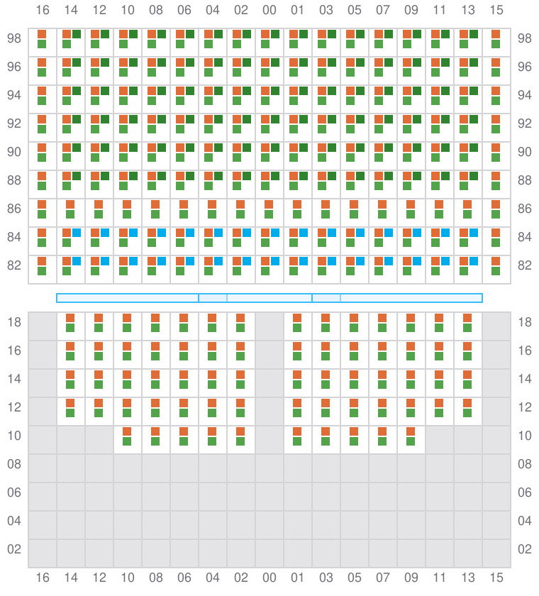 Bay 073 view and slots of CORNELIA MAERSK