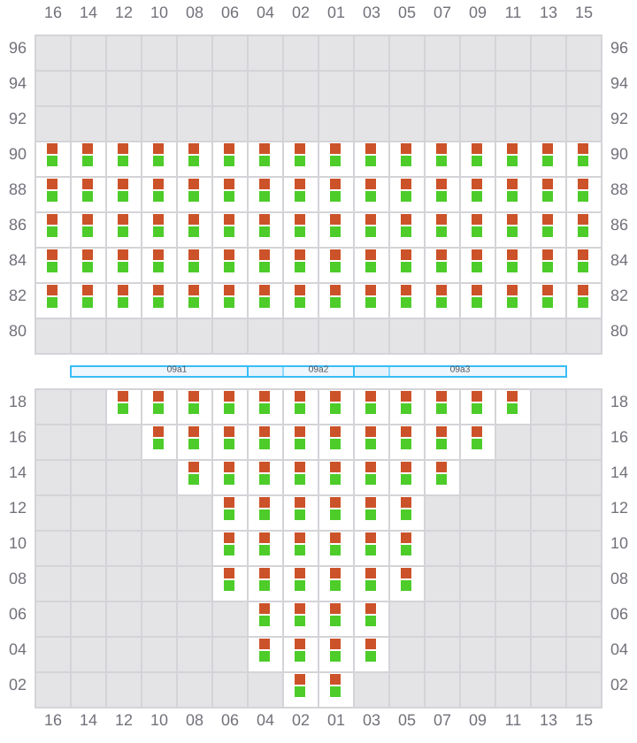 Bay 009 view and slots of CMA CGM MUSSET
