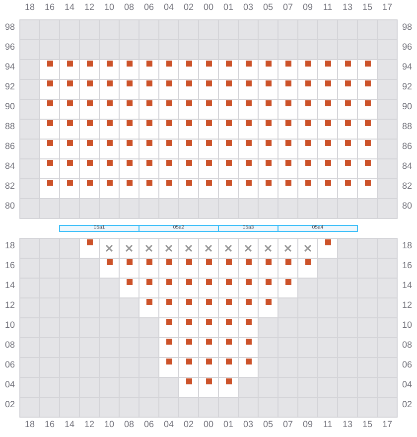 Bay 005 view and slots of MSC SILVIA