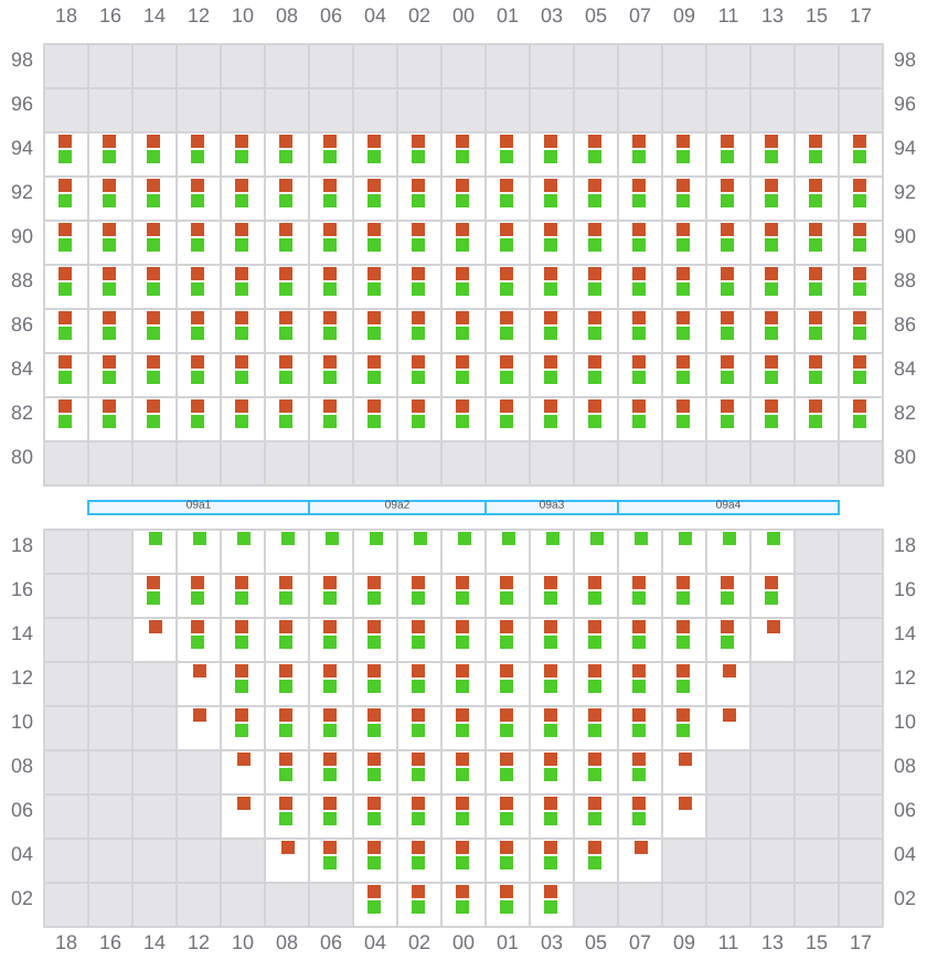 Bay 011 view and slots of MSC SILVIA