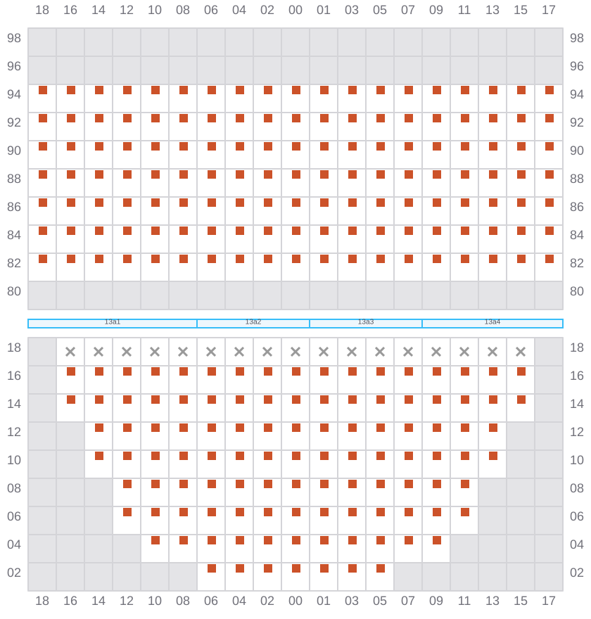 Bay 013 view and slots of MSC SILVIA
