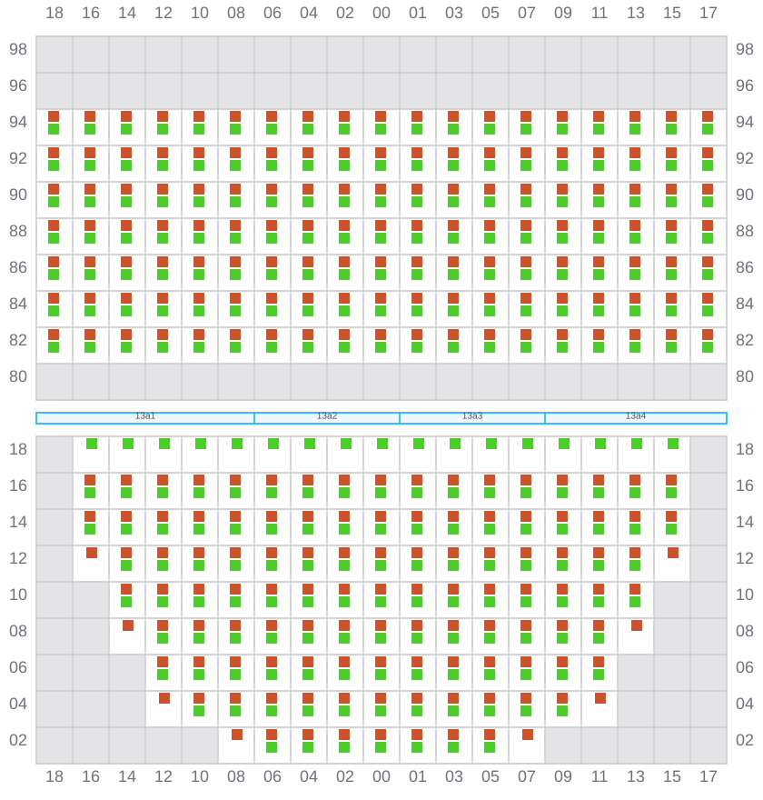 Bay 015 view and slots of MSC SILVIA