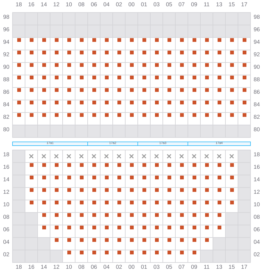 Bay 017 view and slots of MSC SILVIA