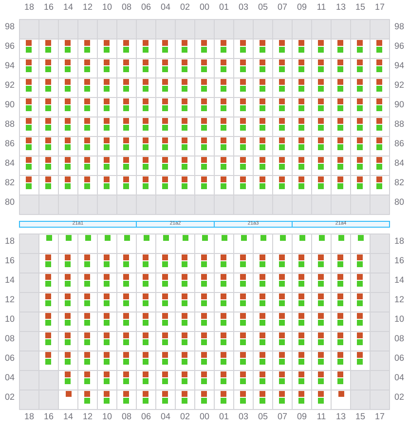 Bay 023 view and slots of MSC SILVIA