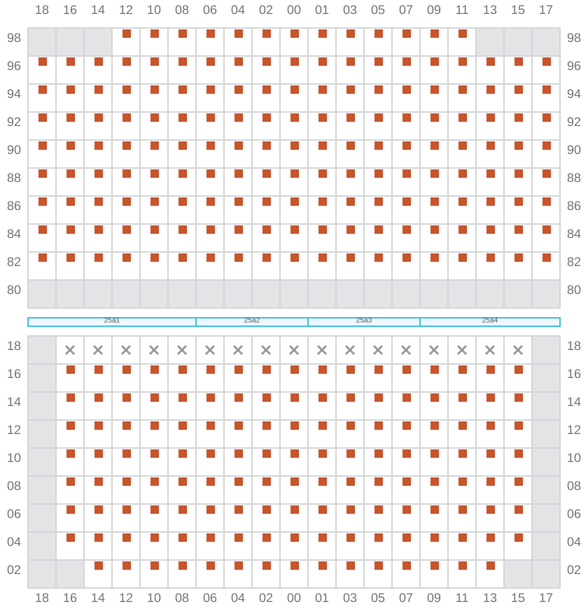 Bay 025 view and slots of MSC SILVIA