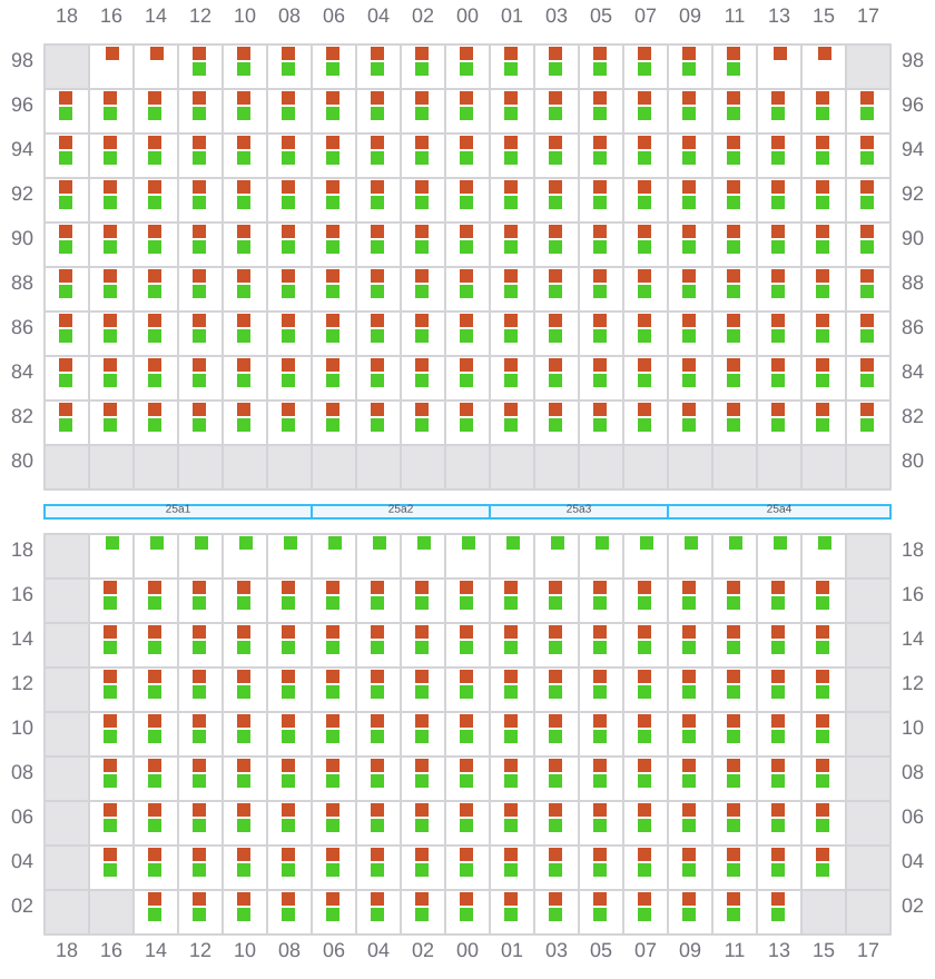 Bay 027 view and slots of MSC SILVIA