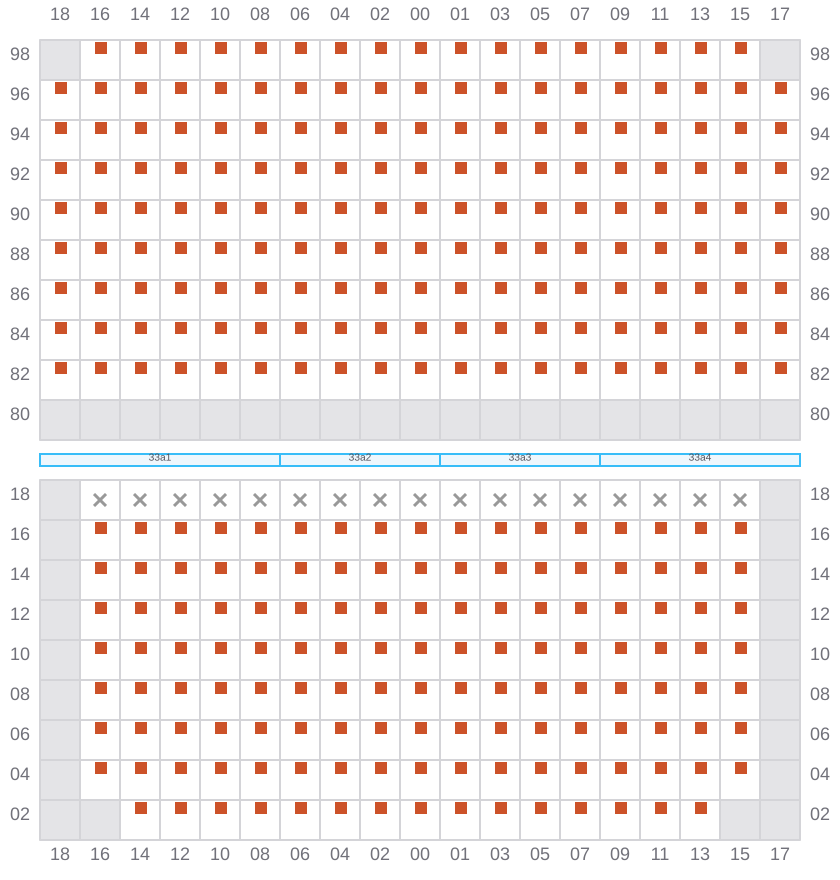 Bay 033 view and slots of MSC SILVIA