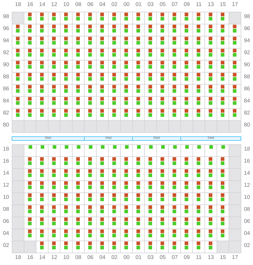 Bay 035 view and slots of MSC SILVIA