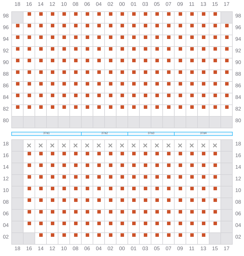 Bay 037 view and slots of MSC SILVIA