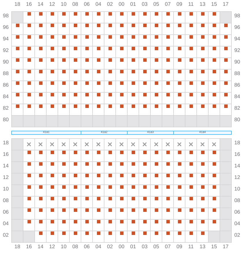 Bay 041 view and slots of MSC SILVIA