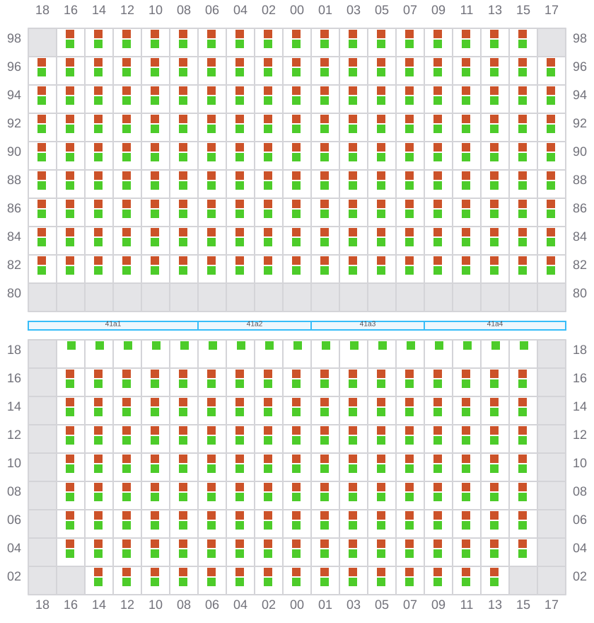 Bay 043 view and slots of MSC SILVIA