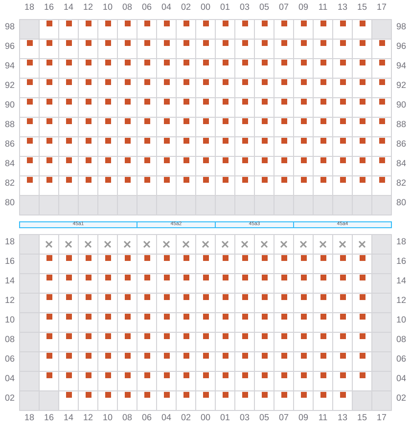Bay 045 view and slots of MSC SILVIA