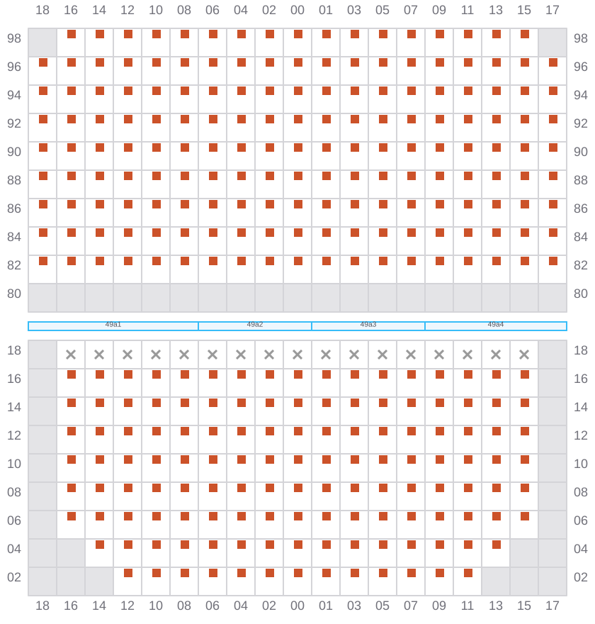 Bay 049 view and slots of MSC SILVIA