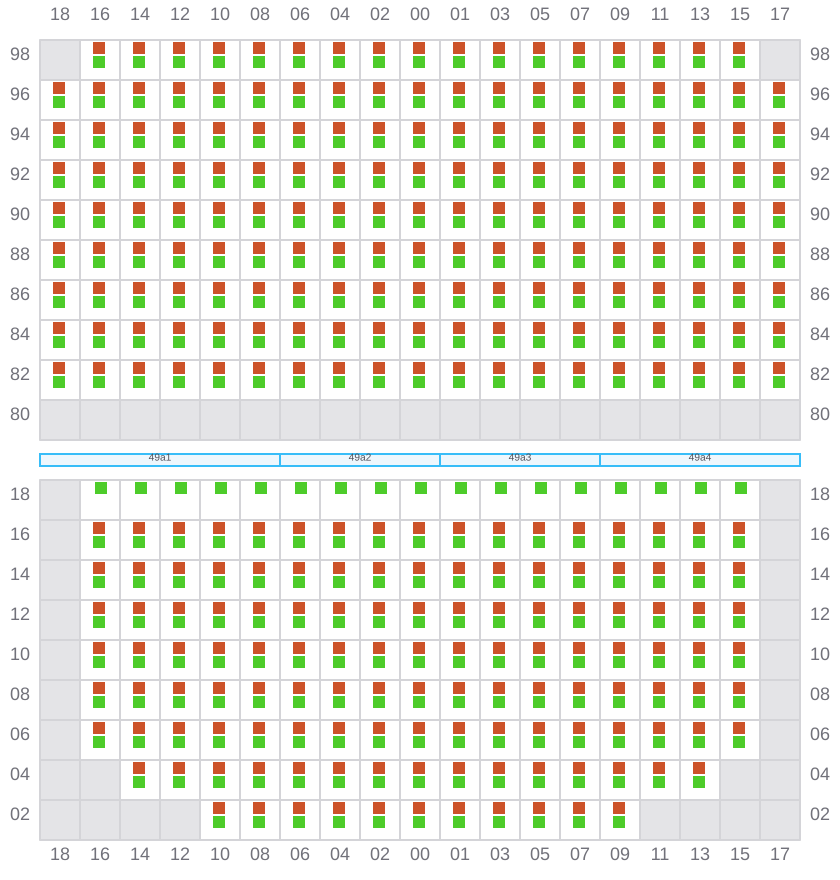 Bay 051 view and slots of MSC SILVIA