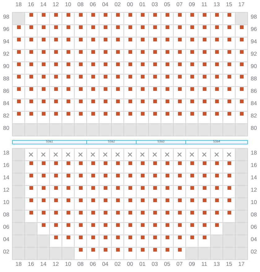 Bay 053 view and slots of MSC SILVIA