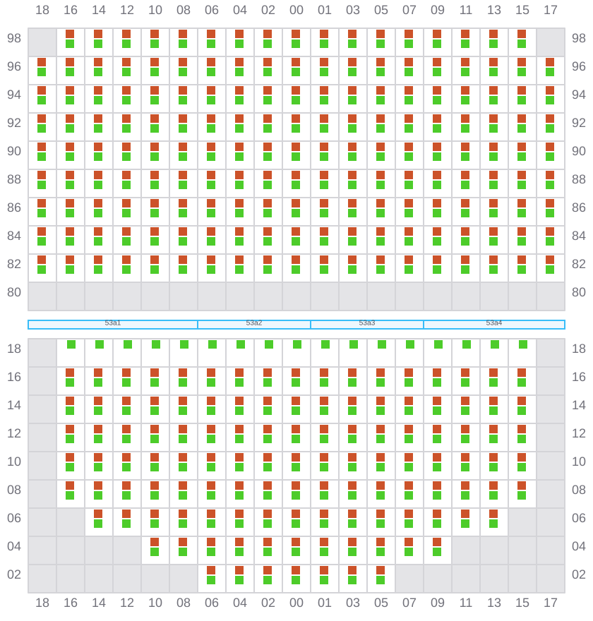 Bay 055 view and slots of MSC SILVIA