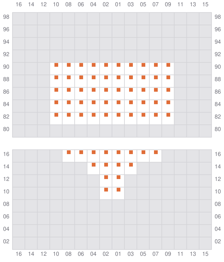 Bay 001 view and slots of MSC CADIZ