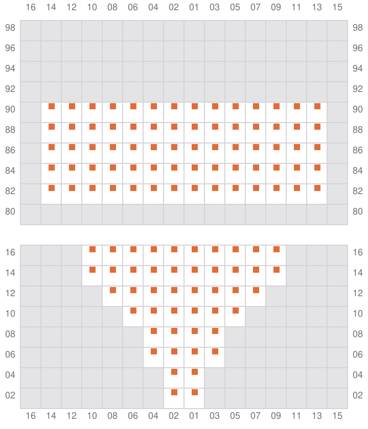 Bay 005 view and slots of MSC CADIZ