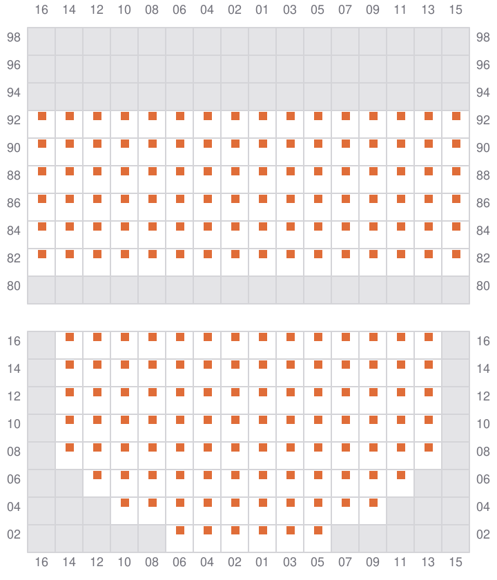 Bay 017 view and slots of MSC CADIZ