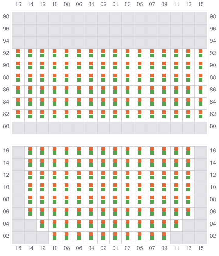 Bay 023 view and slots of MSC CADIZ