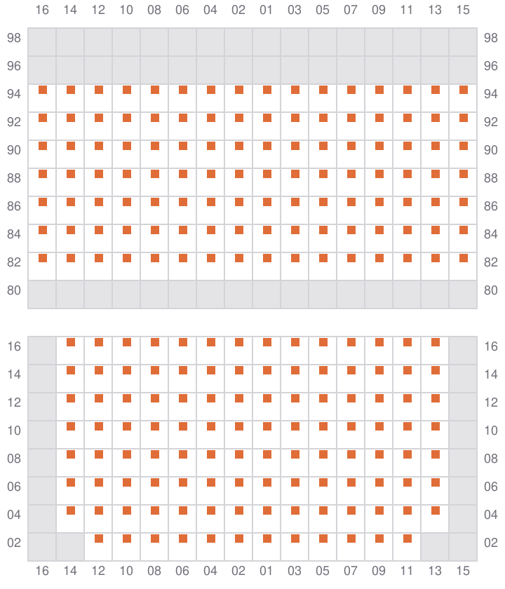 Bay 025 view and slots of MSC CADIZ
