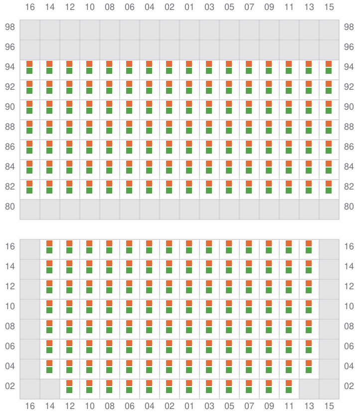Bay 027 view and slots of MSC CADIZ
