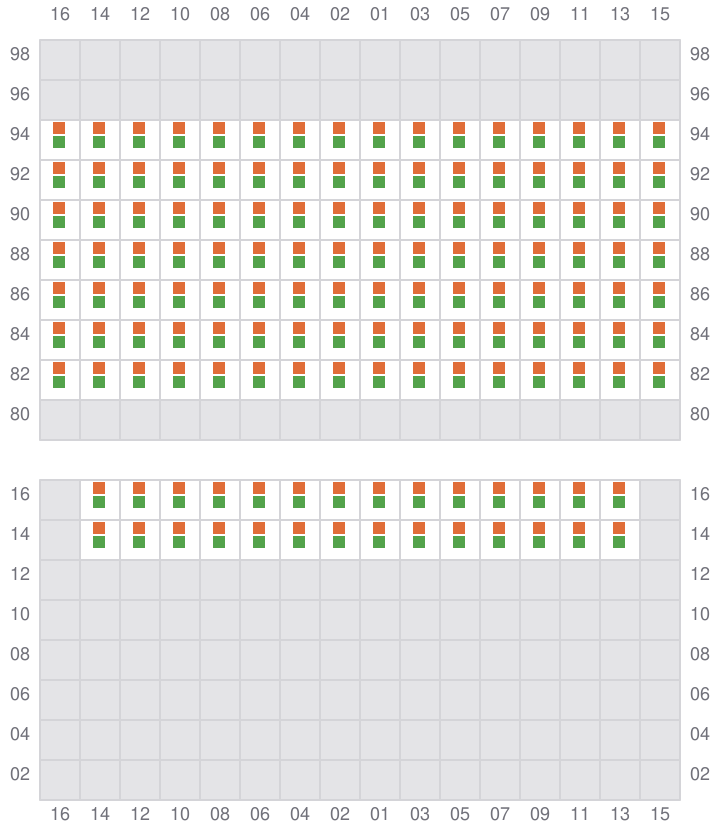 Bay 031 view and slots of MSC CADIZ