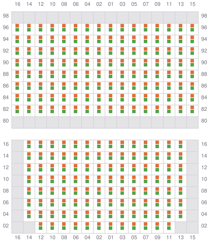 Bay 035 view and slots of MSC CADIZ