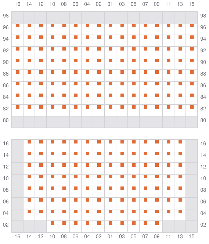Bay 045 view and slots of MSC CADIZ