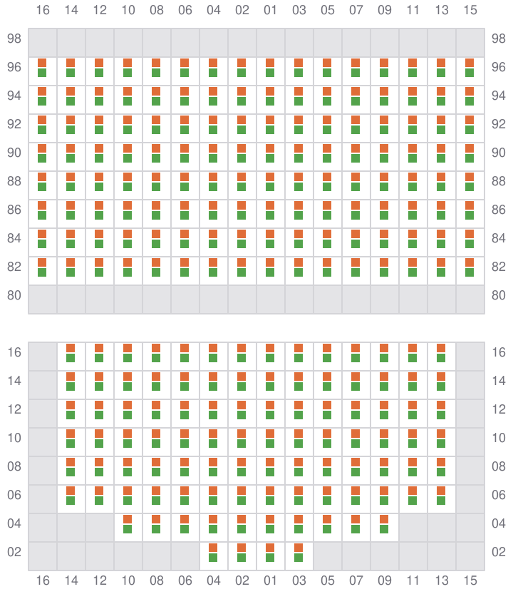 Bay 051 view and slots of MSC CADIZ