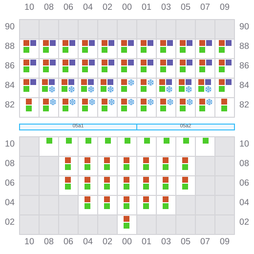 Bay 005 view and slots of MAERSK WILLEMSTADT