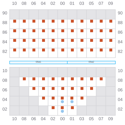 Bay 007 view and slots of MAERSK WILLEMSTADT