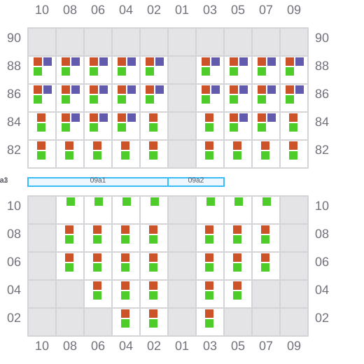 Bay 009 view and slots of MAERSK WILLEMSTADT