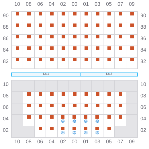 Bay 015 view and slots of MAERSK WILLEMSTADT