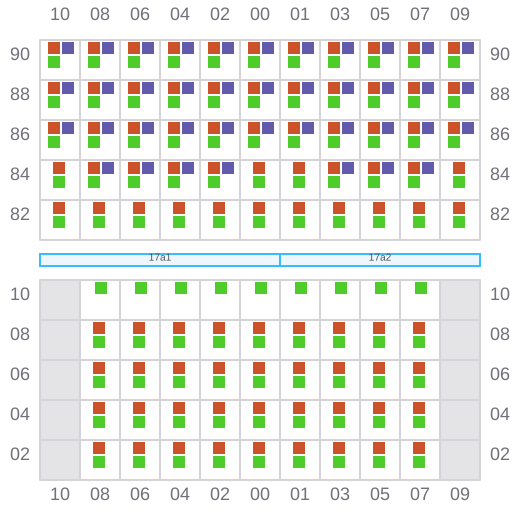 Bay 017 view and slots of MAERSK WILLEMSTADT