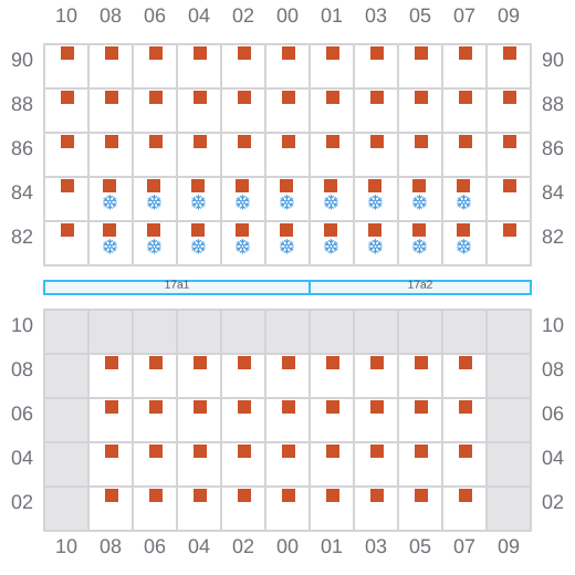 Bay 019 view and slots of MAERSK WILLEMSTADT