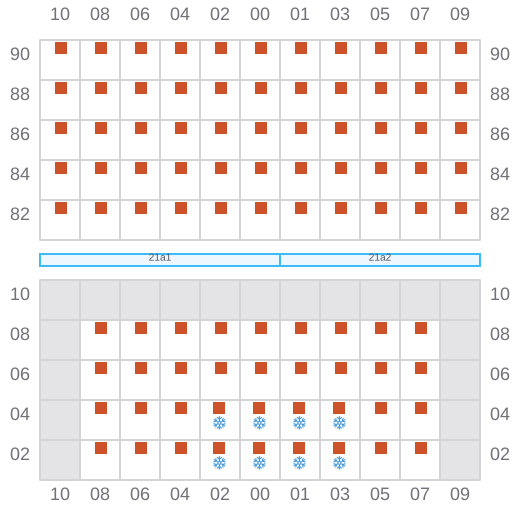 Bay 023 view and slots of MAERSK WILLEMSTADT