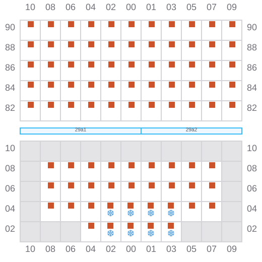 Bay 031 view and slots of MAERSK WILLEMSTADT