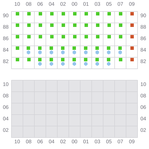 Bay 037 view and slots of MAERSK WILLEMSTADT